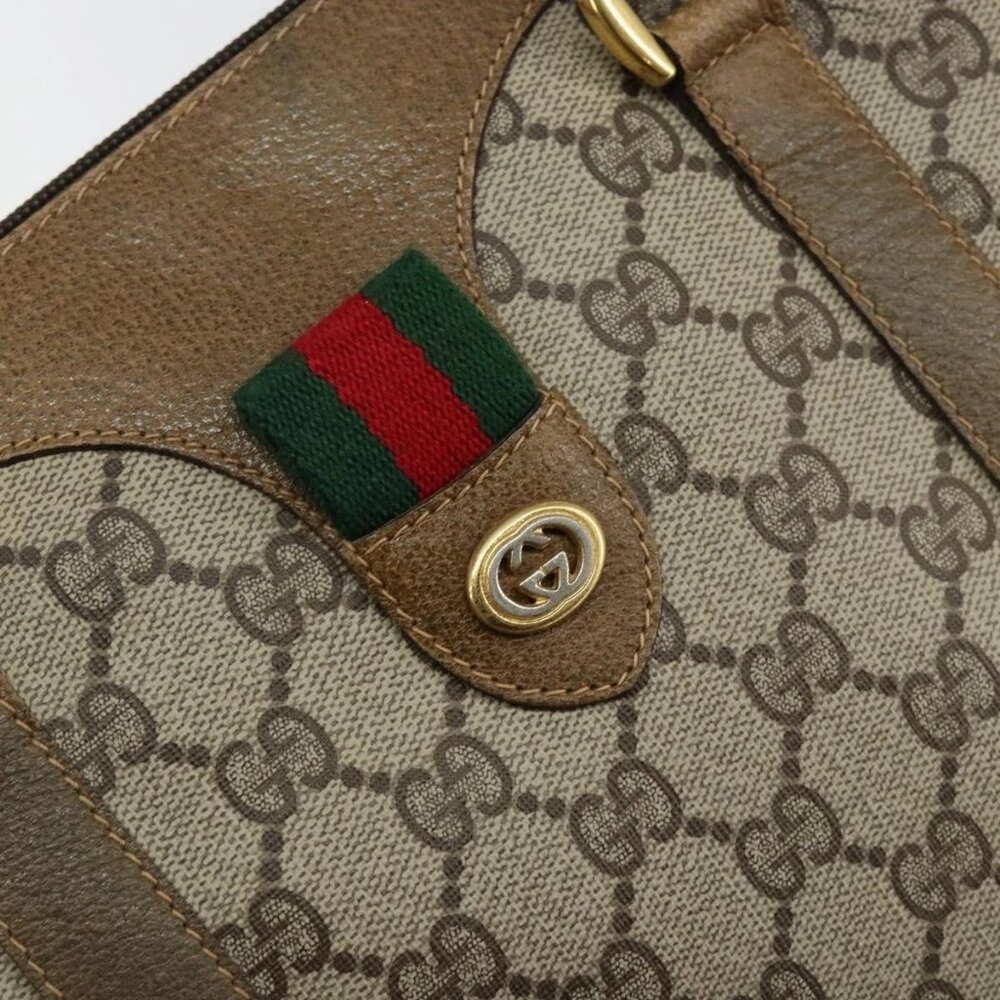 GUCCI GG Supreme Web Sherry Line Boston Bag PVC Beige Gold 40 02 007 Auth 144173 - Picture 11 of 16